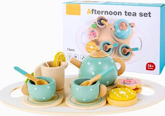 theeservies Speelgoed - Hout - Compleet Thee Set - Rollenspel - Speelgoed Kinderen