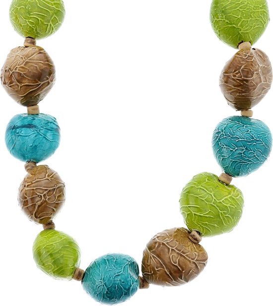 Behave Sautoir avec perles multicolores décorées
