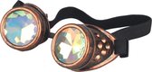 KIMU Goggles Steampunk Bril - Koper Montuur - Caleidoscoop Glazen - Koperkleurige Spacebril Burning Man Rave Space Caleidoscope Holografisch Festival
