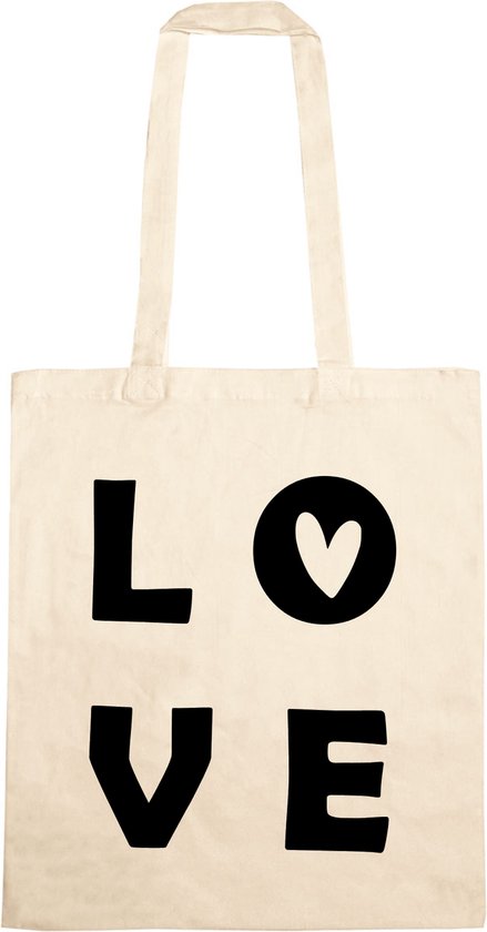 Katoenen Tas Met LOVE - Tas Met Letters L O V E - Tas Van Katoen - Tas Met Opdruk - Cadeau Vriendin