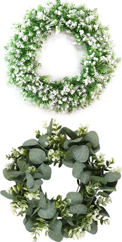 Couronne D’eucalyptus Artificielle Avec Baies – Diamètre 50 Cm, Plastique, Décoration Porte Ou Mur