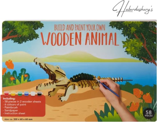 Bouw en Verf je eigen 3D dier - Krokodil - Met Verf & Kwast – Knutselen - schoencadeautjes sinterklaas