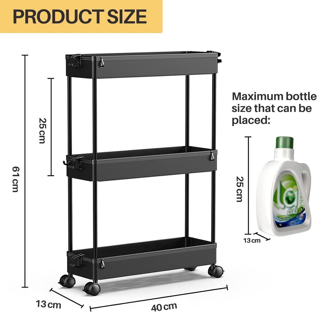 BAOYOUNI Rolling Slanke Kar Tussen Wasmachine Droger Kast Opslag Rack Plastic Staande Plank Eenheden Wasruimte Organizer Badkamer Space Saver Caddy op Wielen