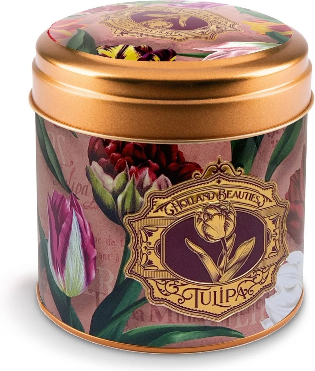 Stroopwafel blik tulpen roze embossed