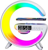 Bol.com Multifunctionele Wake-up light Mini G-Lamp - WIT - Draadloos Opladen Speaker Licht Led Wekker Display SD kaart input IPh... aanbieding