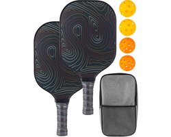 Nuvance Pickleball Set - Incl. 2 Paddles, 4 Ballen en Schoudertas - Glasvezel - voor Kinderen en Volwassenen