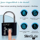 SlimSlotje Vingerafdruk Hangslot - Zwart - 10 vingers registreerbaar - Accuduur 1 jaar - USB Oplaadbaar & Multi-inzetbaar