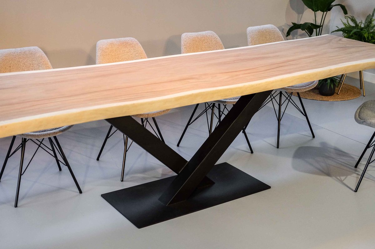 Boomstam tafel Suar Hout 300cm | 8 personen | Duumaa Tafels | Eettafel | V poot