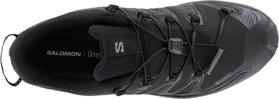 Zwarte Salomon XA PRO 3D GTX heren wandelschoen, bovenaanzicht met veter.
