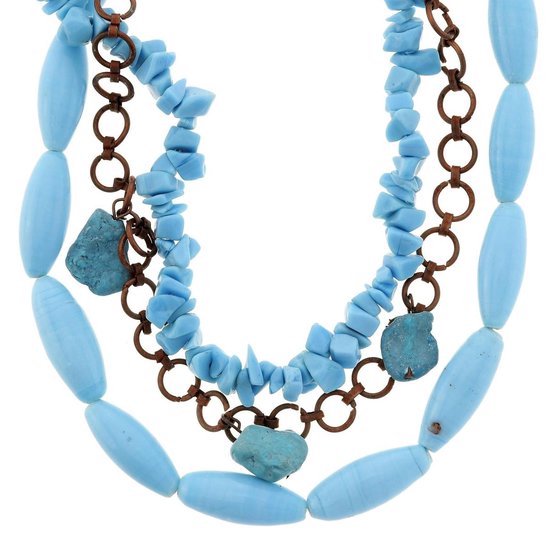 Behave Turquoise ketting van meerdere lagen met kralen