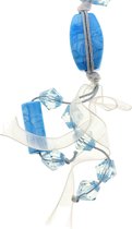 Behave Blauwe lange kralen ketting van touw met hanger