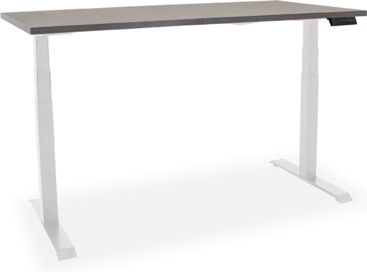 Elektrisch zit-sta bureau Essential NPR - 140x80cm - dark oak/wit