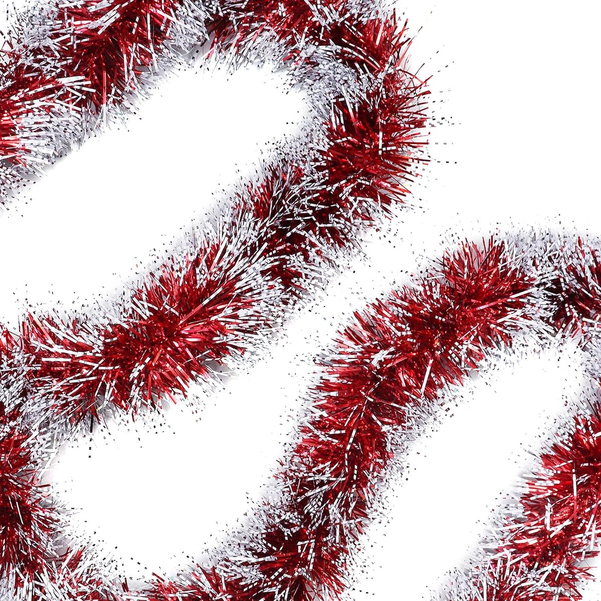 Kerstslingers boomversiering (verpakking van 3) - 2 m per slinger - dichte klatergoud dennenslinger in rood - rode slingers voor Kerstmis, kerstboom, decoratie, kerstfeest, decoratie binnen en buiten
