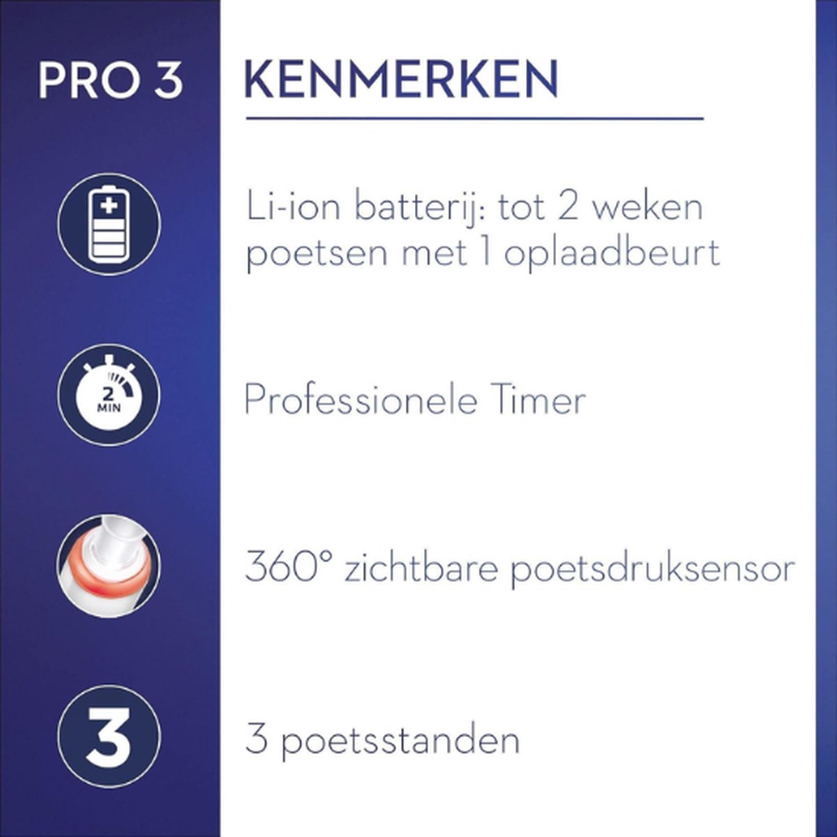 Afbeelding 3 van Oral-B PRO 3 3000 Black Sensitive Clean + 1 extra opzetborstel