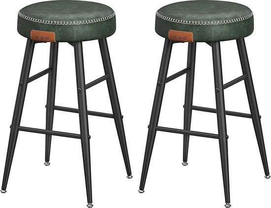 Tabourets de bar FurnStar lot de 2 - Tabouret de chaise de bar - Industriel - Chaise de cuisine - Vert