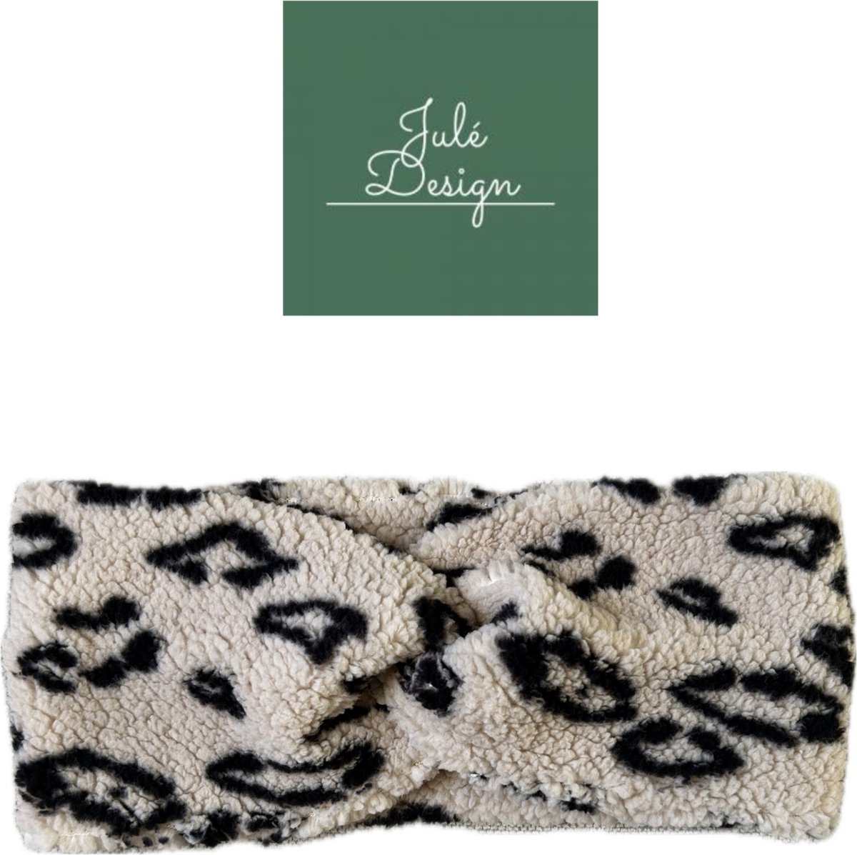 Julé Design winter teddy haarband beige panter dames