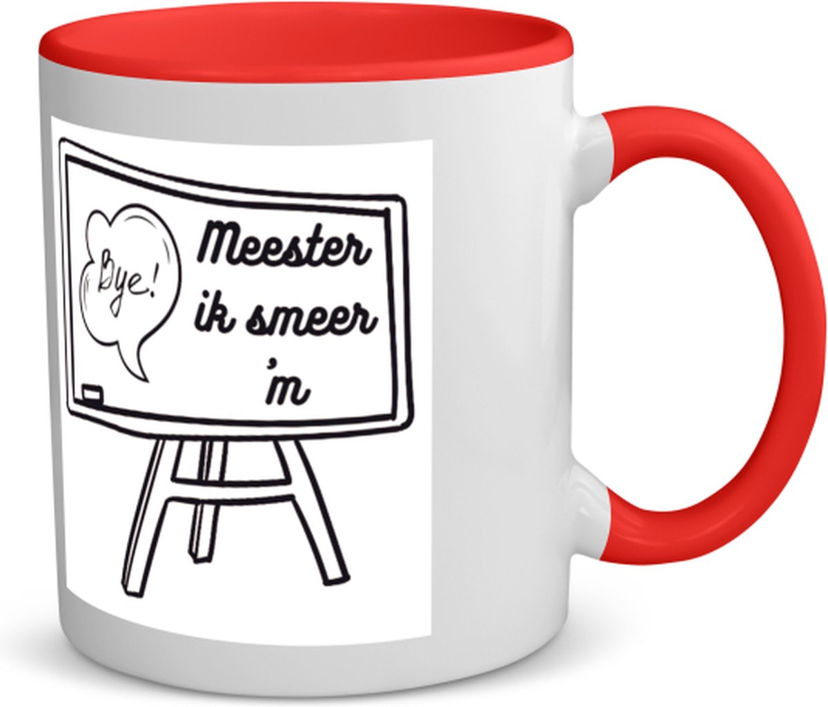 Akyol - meester ik smeer ´m koffiemok - theemok - rood - Meester - meester - leraar - 350 ML inhoud