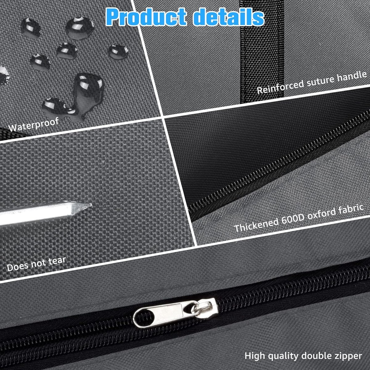 Sac Déménagement WAORZMK Lot De 4 Grands Sacs De Rangement Pour Vêtements De 100 L Avec Fermetures éclair Extra Solides En Tissu Oxford 600D Pour Déménagement De Couette, Linge, Maison, Jardin, Sous