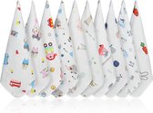 Baby mousseline washandjes, 10 stuks biologisch katoen, babywashandjes, multifunctionele babyhanddoeken, washandjes voor pasgeborenen, absorberend, 30 x 30 cm