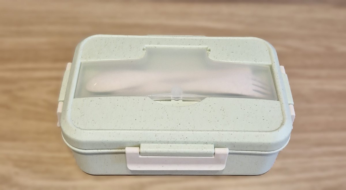 Lunchbox - Lunch Box - Broodtrommel - Lunchtrommel - Trommel - Box - Bestek - Wheat - BPA vrij - Biologisch - Bento - Duurzaam - Groen
