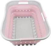 42L Opvouwbare Plastic Wasmand - Opvouwbare Pop-Up Opbergcontainer/Organizer - Draagbare Wasmand - Ruimtebesparende Wasmand (1, Grijs/Lichtroze)