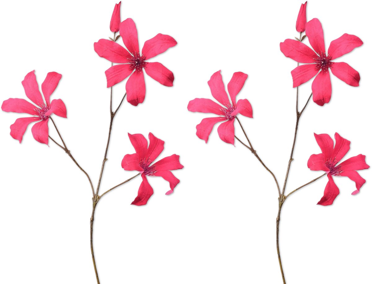 Viv! Home Luxuries Clematis - 2 stuks - kunstbloem - roze - 73cm