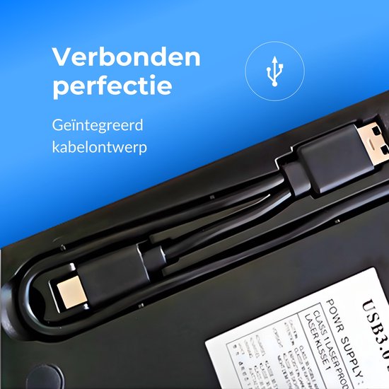 Externe DVD/CD Speler - USB 3.0 & USB C - Brander - Optical Drive - Plug & Play - DVD/CD Drive Laptop - Windows, MacOS & Linux