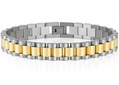 Heren Armband Presidential - Horlogeband Stijl - Zilver / Goud kleurig - Staal - 10mm - Schakelarmband - Armbanden - Cadeau voor Man