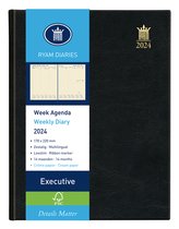 Ryam Bureau Agenda 2024 - Wallstreet - 7 dagen op 2 pagina's ZWART (21cm x26cm)
