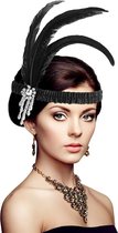 1920s Flapper hoofdband, Feather Crystal Hoofdband 20's Hoofdstuk Accessoires voor Vrouwen Gatsby Kostuum Themafeest, Cocktail Party Haaraccessoires voor Vrouwen