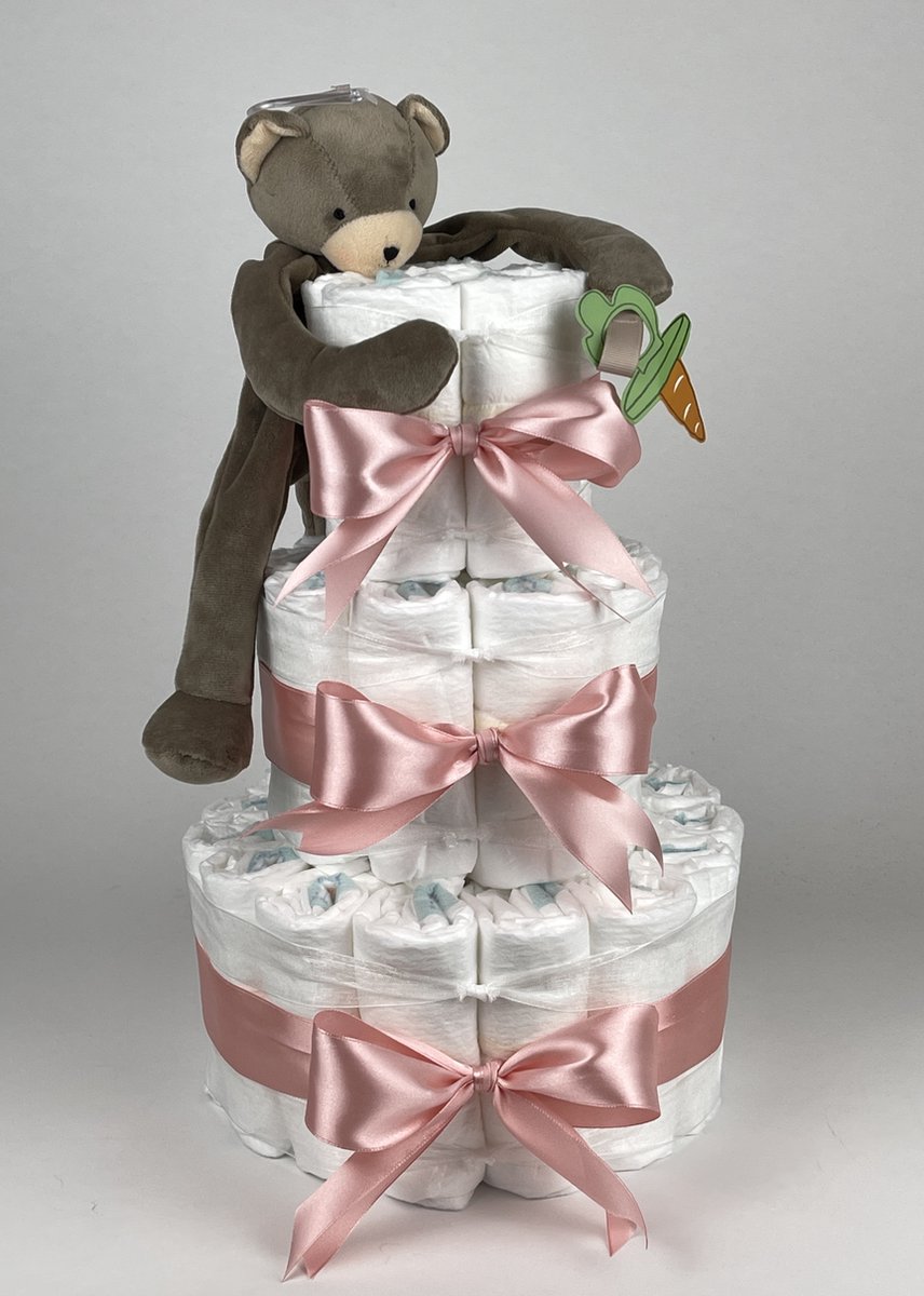 Goedkoopste Chouette-Chouette | Luiertaart Meisje | Kraamcadeau | Geboorte Meisje | Babyshower | Bunnies By The Bay Speenknuffel Beer Cubby donker Poeder Roze