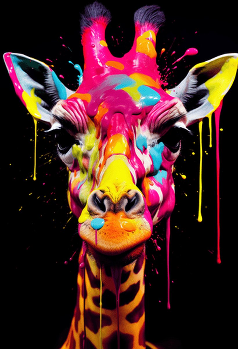 Giraffe Poster - Dieren - Pop Kunst - Dierentuin - posters - formaat 60x90cm - Wanddecorat