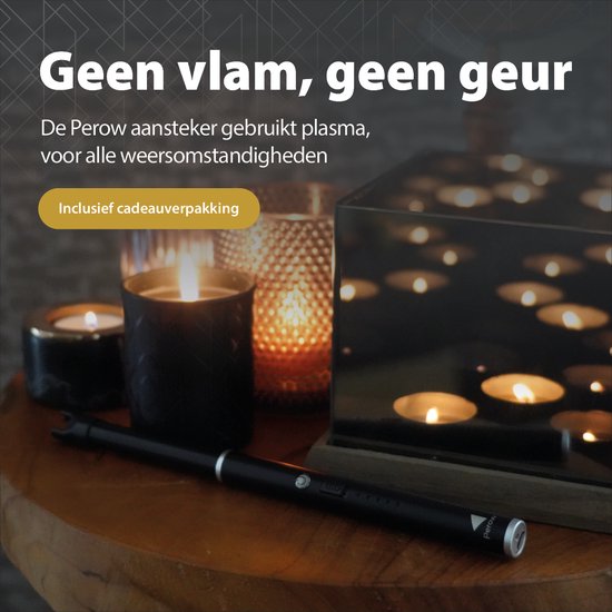 Oplaadbare Lange Dunne Elektrische Aansteker - Duurzame Plasma Aansteker - Inclusief Cadeauverpakking - BBQ – Kaarsen - Zwart - Perow