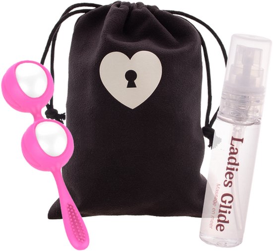 Vaginale Balletjes met Ladies Glide 2 in 1 Massage en Glijmiddel - Eggspose Roze - Inclusief Toybag - Bekkenbodem training - Vaginale balletjes voor Vrouwen - Waterproof - Bekkenbodemtrainer- Kegel Balls - Vaginale Eitjes - Vibrator voor vrouwen