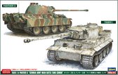 Hasegawa 30067 Tiger I & Panther G - Combo char de combat principal de l'armée allemande 1:72 - Kit de 2 chars en plastique