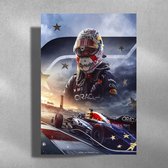 Max Verstappen - Metalen Poster 40x60cm - Winner US GP - Formule1