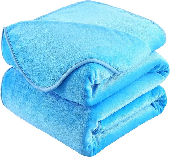 Plaid Dikke Fleece Deken 150x200 cm Hemelsblauw Zacht en Warm Dubbele Beddeken en Flanellen Sofa Throw Dubbelzijdig Omkeerbaar