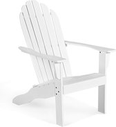 Buiten adirondack stoel, tuinstoel, acacia hout stoel, klassieke dekstoel met ergonomisch ontwerp, alle-weer patio fauteuil voor balkon, achtertuin, terras, tuin, 88 x 69 x 103 cm (Wit)