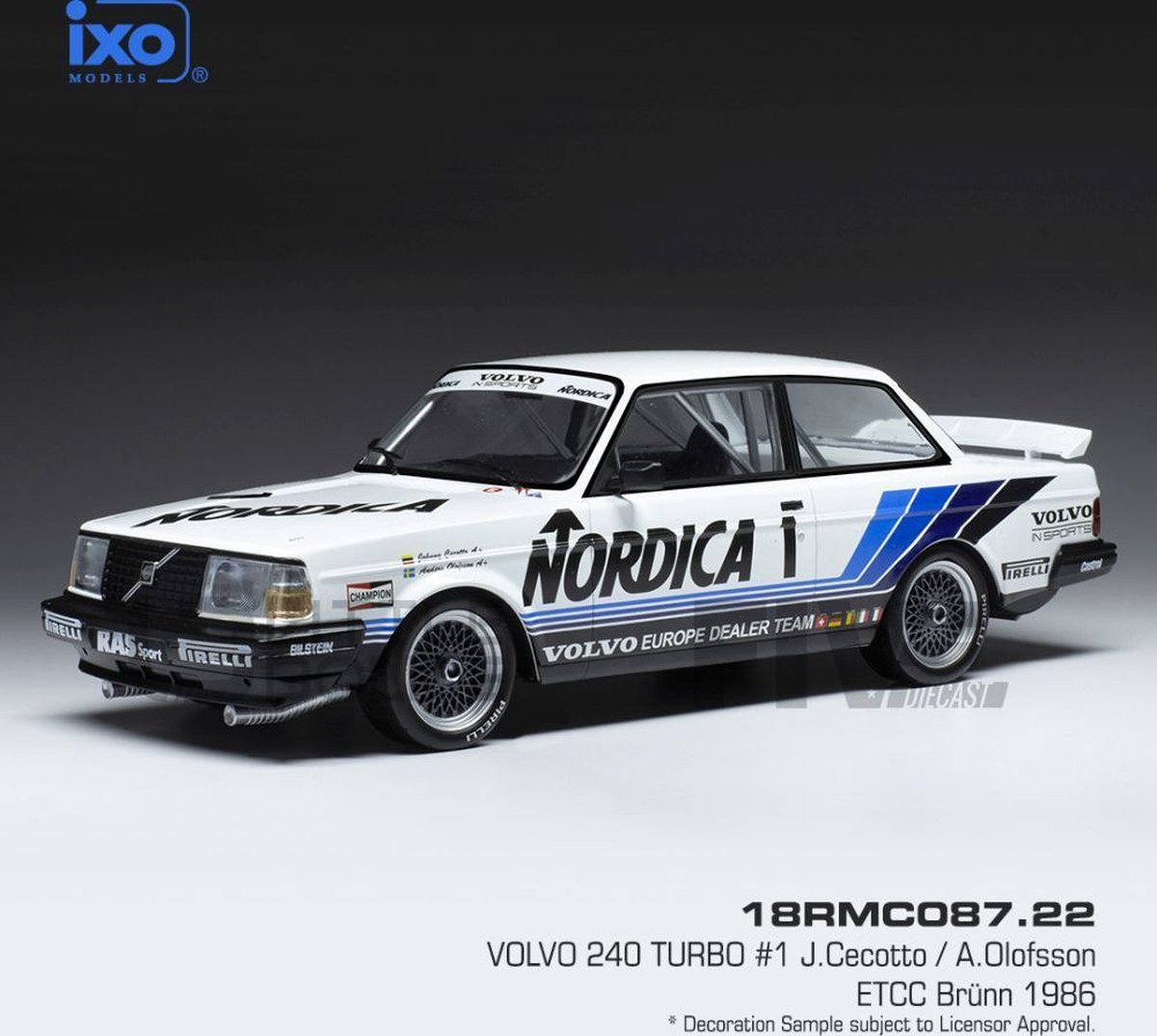 Miniature IXO 1/18 Volvo 240 Turbo #1 - Brno ETCC 1986 - Pilotes Cecotto & Olofsson