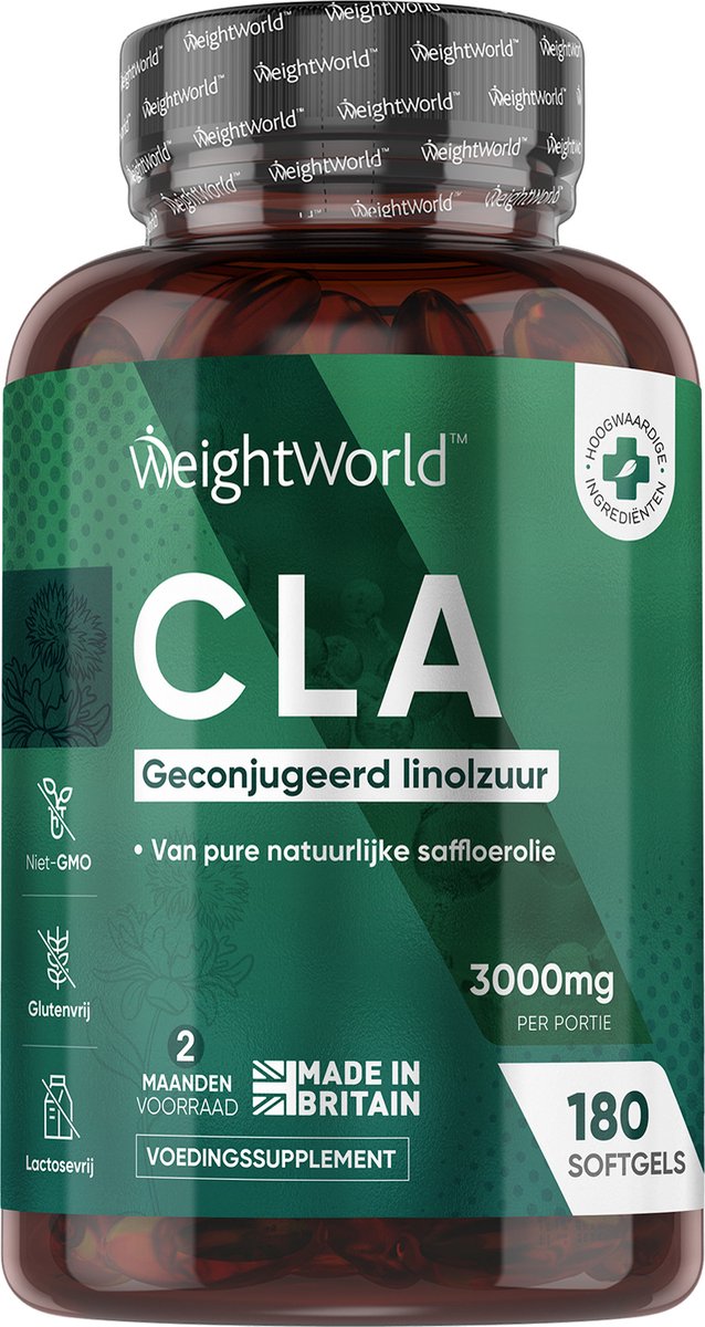 WeightWorld CLA softgels - 3000 mg geconjugeerd linolzuur per portie - 180 softgels voor 2 maanden voorraad - Weight World