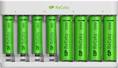 Chargeur de batterie GP ReCyko (USB) E811 8 emplacements avec 4 piles AA 2100 mAh et 4 piles AAA 850 mAh NiMH