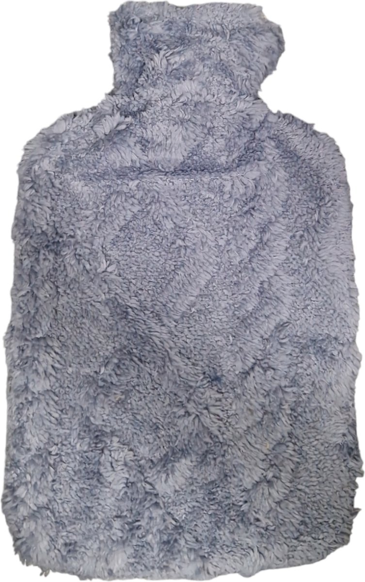Goedkoopste Kruik - Warmwaterkruik - Warmwaterkruik Met Hoesje - Warmwaterkruik voor Pijnverlichting in de Rug, Nek & Schouders en Buik - Kruik met Flanel Hoes - 2L Inhoud - Blauw