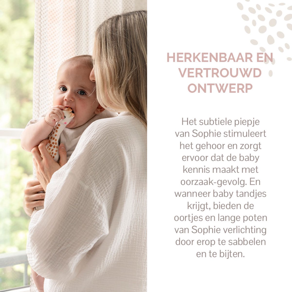 Sophie de giraf - Bijtspeeltje - Bijtspeelgoed - Baby speelgoed - Kraamcadeau - Babyshower cadeau - In wit/rood geschenkdoosje - 100% natuurlijk rubber - Vanaf 0 maanden - 17 cm - Beige/Bruin — afbeelding 2