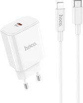 HOCO C71A Star Speed PD3.0 Single-poort 18W oplader + USB-C naar Lightning kabel - Power Delivery oplader - Voor Apple iPhone - Wit