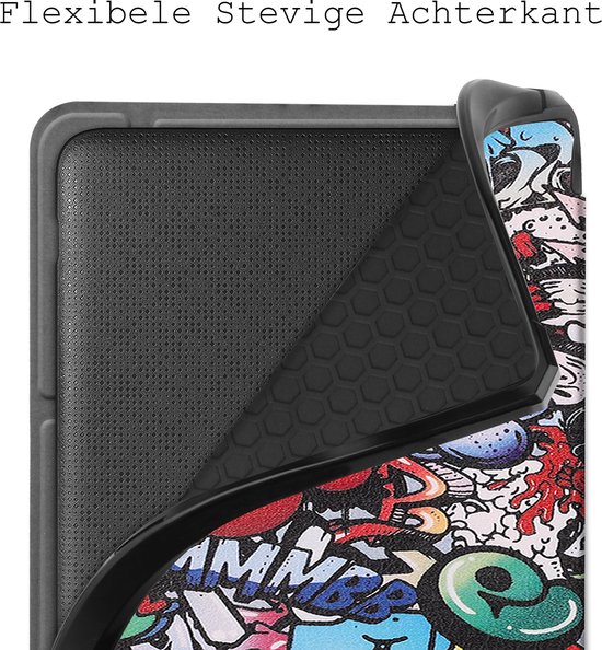 Hoes Geschikt voor Kobo Libra 2 Hoesje Bookcase Cover Hoes Trifold Met Screenprotector - Hoesje Geschikt voor Kobo Libra 2 Hoes Cover Case - Graffity van Mobigear — afbeelding 5