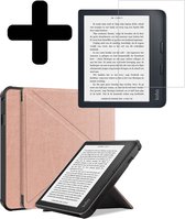 Hoesje Geschikt voor Kobo Libra 2 Hoes Bescherm Hoesje Case Luxe Sleep Cover Met Screenprotector - Rosé Goud