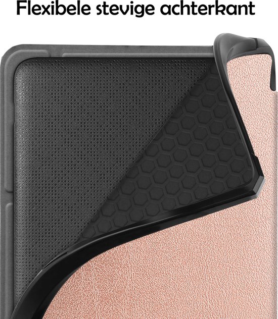 Hoesje Geschikt voor Kobo Libra 2 Hoes Bescherm Hoesje Case Sleep Cover Trifold Met Screenprotector - Hoes Geschikt voor Kobo Libra 2 Hoesje - Rosé Goud van Hoesje  — afbeelding 4