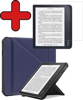 Étui adapté pour Kobo Libra 2, étui de Luxe avec protecteur d'écran - Kobo Libra 2 Sleepcover Book Case - Bleu foncé