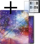 Hoes Geschikt voor Kobo Elipsa 2E Hoesje Bookcase Cover Book Case Hoes Sleepcover Trifold Met Screenprotector - Galaxy