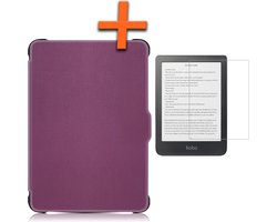 Hoesje Geschikt voor Kobo Clara HD Hoes Book Case - Hoes Geschikt voor Kobo Clara HD Hoesje Book Cover Met Screenprotector - Paars